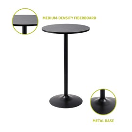 Pearington Round Cocktail Bistro High Table with Black Top and Base, 1-Pack