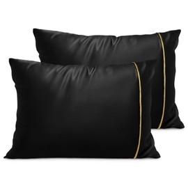 Fittia Satin-Pillowcase King Size, Silk Satin Pillow Cases 2 Pack for Hair and Skin, Smooth and Soft with Envelope Closure, Black, 20x36''