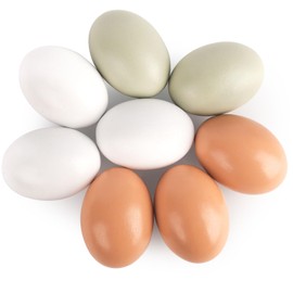 LovesTown 8PCS Wooden Easter Eggs, 3 Colors Wooden Eggs for Crafts Chicken Nesting Dyeable Food Toy