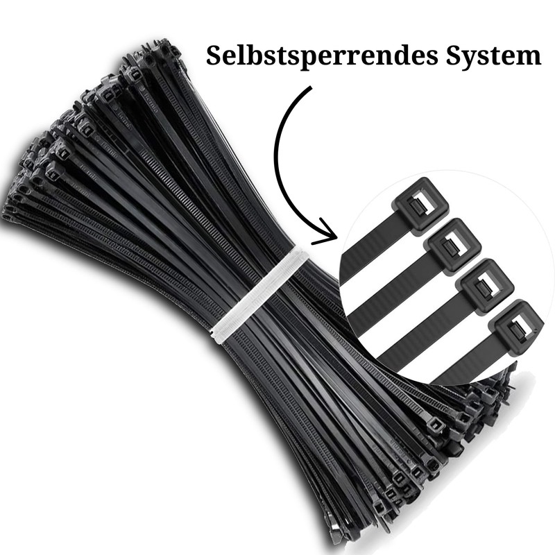 Pack of 100 Black Cable Ties, UV Resistant, Nylon, Various