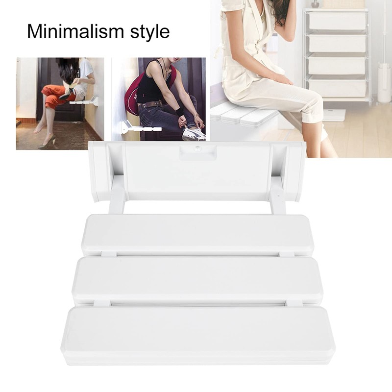 lyrlody Folding Shower Seat Wall Mounted, Foldable Shower Bench, Space-Saving