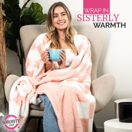Sorority Shop Alpha Phi Thick Blanket - Stylish Checkered Blanket Perfect for Big Little Sorority Gifts - Soft, Cozy, and Comfortable Gift Blanket for Women - 50" X 62"