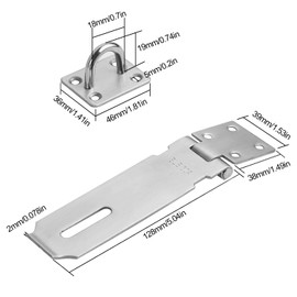 4 PCS 5 Inch Door Hasp Latch Lock, KINJOEK Stainless Steel Security Clasp Padlock Latch Hardware, 4mm Extra Thick Door Gate Bolt Lock