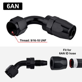 EVIL ENERGY 6AN 45 Degree Fittings Swivel Fuel Hose End Black for 3/8" Braided Nylon SS CPE Fuel Line