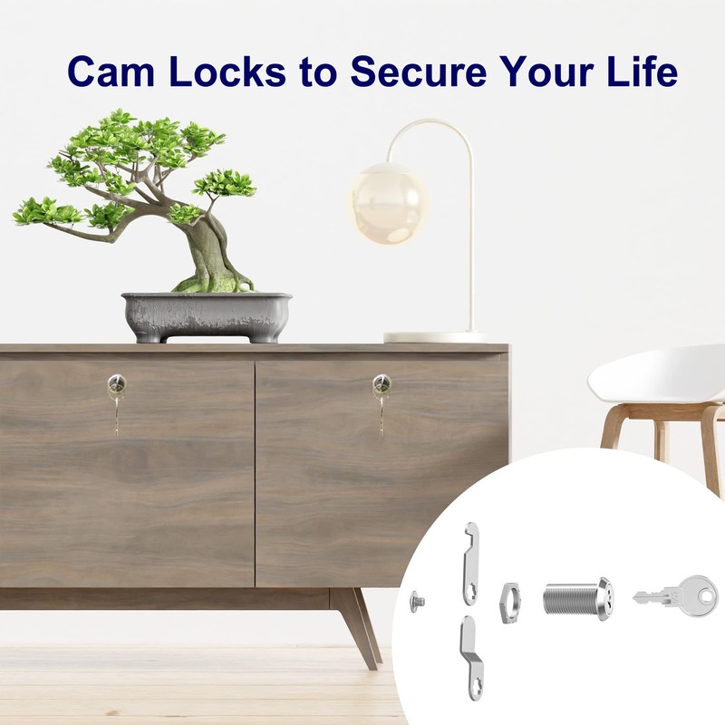 Jayseon 6 Pack Cabinet Locks with Keys, 1-1/8" Cam Lock