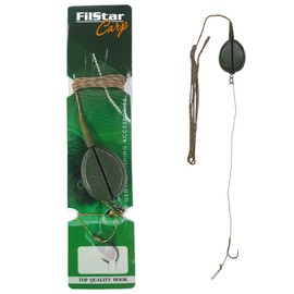 PRO FILSTAR Complete Inline Carp Rig with 90 g Fishing Lead & Fishing Hook N2 - Carp Fishing Assembly with Pop Up Fishing Bait - Carp Leaders - Carp Hook Boilies Rig - Braided Line Fishing Accessories