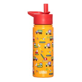 Wildkin Kids 18 oz Reusable BPA-Free Stainless Steel Water Bottle with Leak Proof Lid for Boys & Girls, Insulated, Durable, and Easy to Clean Water Bottles for Kids - Under Construction