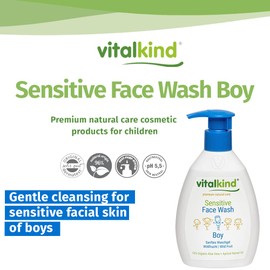 vitalkind Vitalkind Sensitive Face Wash BOY - Premium Natural Care for Kids. Premium Natural Cosmetics for Boys by Vitalkind. Sensitive Face Wash Gel for Gentle Cleansing of Sensitive Facial Skin