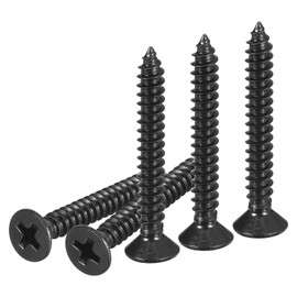 DTGN 200Pcs #8x1-1/4" Flat Head Wood Screws, 304 Stainless Steel Phillips Self Tapping Screws - Good for Woodworking, Furniture - Black