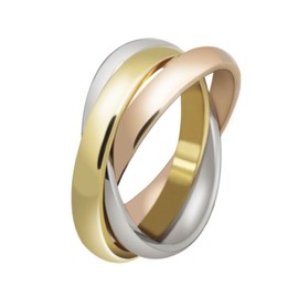 HIJONES Jewellery Womens Forever Love Series Stylish Tricyclic Tricolor Ring Size N 1/2