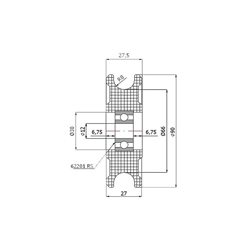 ZAB Profile Plastic Reel with Ball Bearings for Rope Polyamide