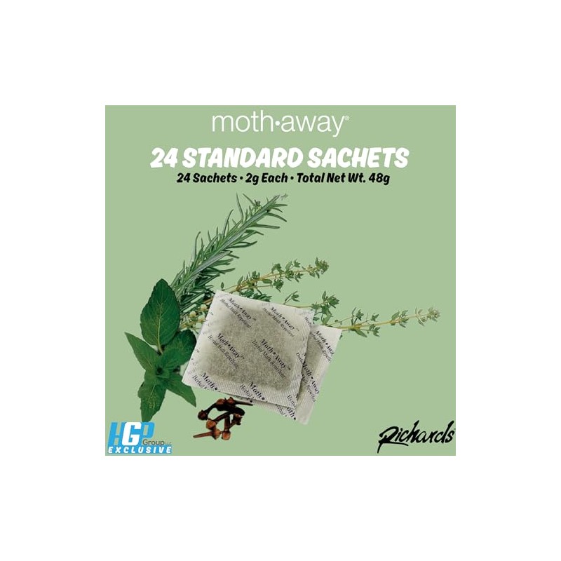 Moth Away Sachets - 24-Pack Natural Herbal Moth Repellent