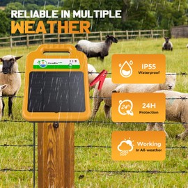 FarmNix Solar Electric Fence Kit for Livestock,10 Miles Fence Charger