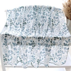 LifeTree Baby Swaddle Blanket, 70% Viscose from Bamboo and 30% Cotton Muslin Swaddles Blankets Boys Girls, Swaddling Blanket Neutral for Newborn, Super Soft Large 47" x 47", Blue and White Porcelain