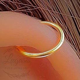 18g Gold Helix Hoop - 8mm 14k Gold Filled Cartilage Earring - Handmade Comfortable 18 gauge Gold Piercing Hoop