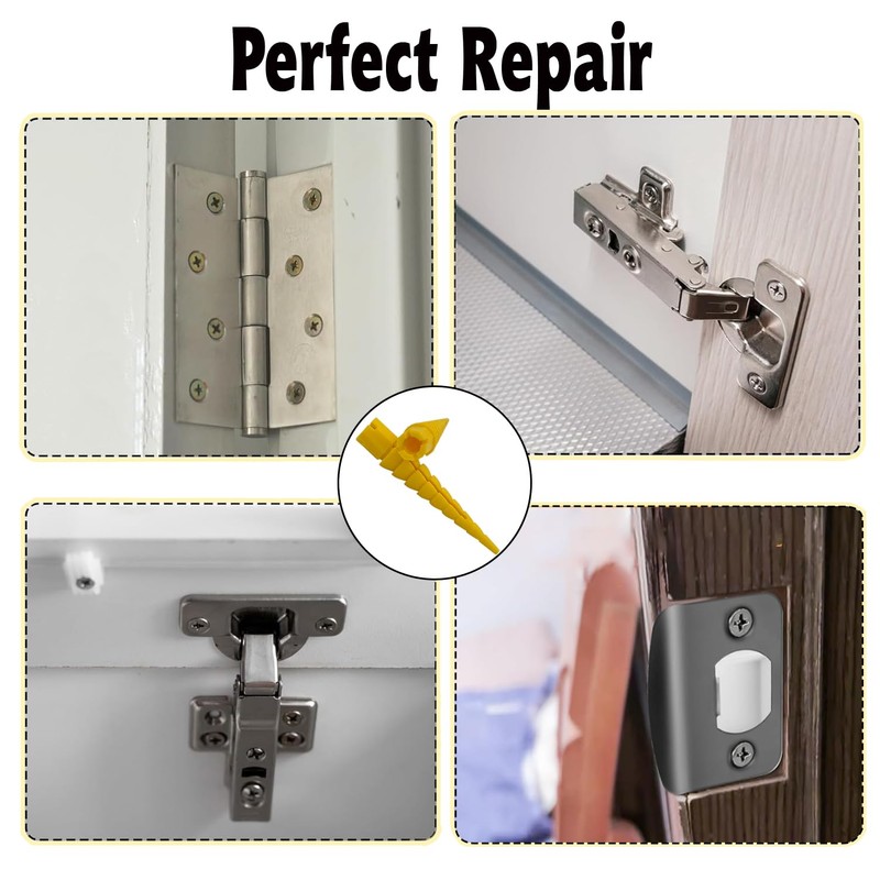 Haespot Yellow 20PCS Stripped Screw Hole Repair Anchor, Door Hinge