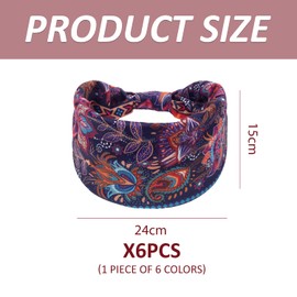 6 Pieces Stretch Headband, Retro Printed Headband, Women'S Wide-Edged Hair Accessories, Sports Sweat-Absorbing Headband.