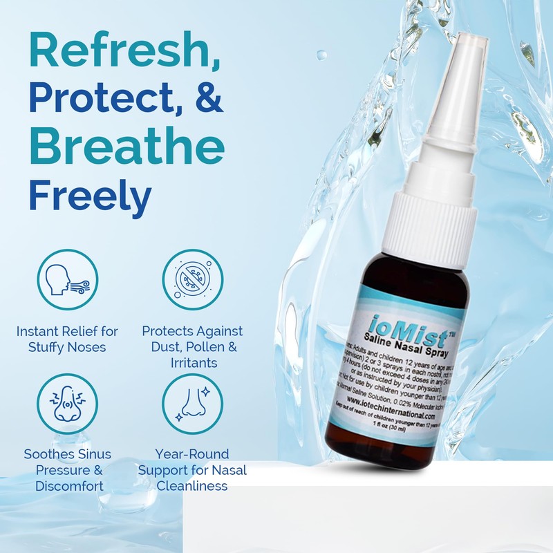 ioMist Saline Nasal Spray with Molecular Iodine Preservative; Cleaner &