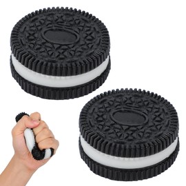 2Pcs Sandwich Biscuits Stress Relief Toy,Silicone Stress Relief Toy,Stress Relieving Fur Ball,Ultra-Soft Decompression Venting Toy, Perfect for Stress and Anxiety Relaxing Toy (Balck)