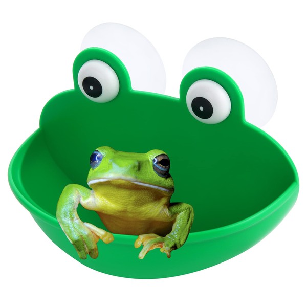 Pensino Frog Habitat Frog Dish Holder with Suction Cups, Cute Frog Terrarium Decor Fish Tank Decoration for Tree Frog Toad Tadpole (1 Pack)