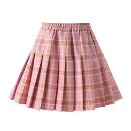 Girls' Pleated Plaid Mini Skirt with Shorts for School Tennis Skater Skirts Skort Toddlers Little Big Teen Pink Tag 140-8-9Y