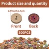 300 Pcs Wooden Buttons for Clothes, 15mm 2 Holes Round