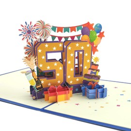 50th Birthday Card, Pop Up Birthday Card, Happy 50th Birthday Card with Note and Envelope, 50th Birthday Gifts for Mom Dad Wife Husband, 50 Years 3D Pop Up Birthday Greeting Card