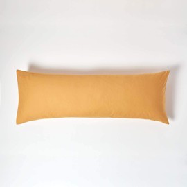 HOMESCAPES Mustard Yellow Pure Egyptian Cotton Body Pillowcase 200 TC 400 Thread Count Percale Equivalent Long Pillow Case for Nursing Pregnancy and Elderly Support
