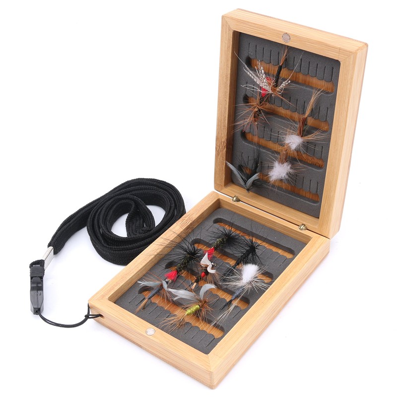 M MAXIMUMCATCH Maxcatch Wood/Bamboo Fly Box Slit Foam Tackle Case