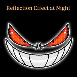 Cretassion Reflective Motorcycle Sticker with Smile Face, Waterproof Sticker Motorcycle, High-Quality Sticker for Motorcycles, Motorcycle Helmet, Skateboard, Car and Off-Road Motorcycles