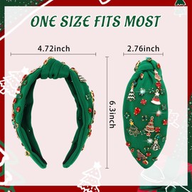 YARIEW Christmas Headbands for Women Christmas Tree Jeweled Crystal Xmas Head Band Hair Accessories Holiday Decorations