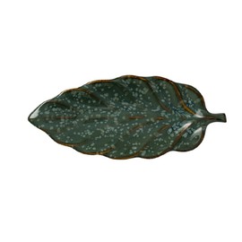 Soulnioi Dipping Bowls, Ceramic Leaf Shape Sauce Dishes, Decorative Trinket Dish Jewelry Tray, Mini Dessert Snack Dish for Home Decor - Dark Green