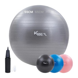 KM-Fit Exercise Ball 55 cm | Training Ball with Air Pump | Office Anti-Burst | Ball for Fitness, Yoga, Gymnastics, Core Training | Pezziball Yoga Ball BPA-Free | Grey