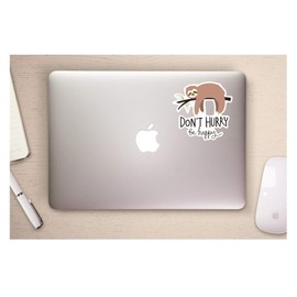 A&B Traders Funny Sloth Stickers - Don't Hurry Be Happy Car Decals Perfect for MacBook Stickers 4 Inch Funny Bumper Stickers for Cars Cute Laptop Sticker.