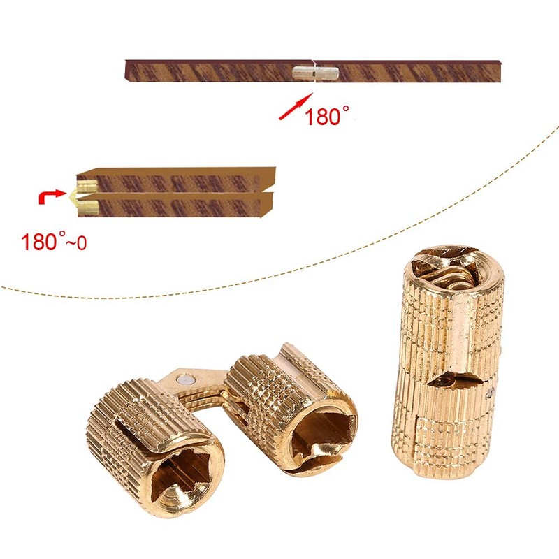 4pcs/Pack Brass Hidden Concealed Hinge Invisible Barrel Hinge for DIY
