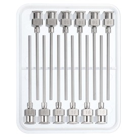 PATIKIL 16Ga x 1.5 Inch Stainless Steel Dispensing Needle Tips, 12Pcs Metal Glue Needle Tube Blunt Tips Luer Lock for Thick Glue Ink Lab, Silver