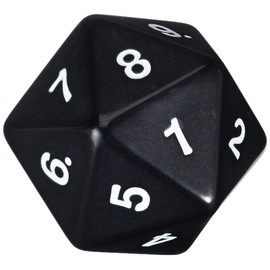 55mm Jumbo D20 Opaque Black with White Numbers