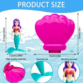 YOUYIKE Mermaid Shell Pool Toy - 2 Shells & 2 Mermaids Diving Toy Set for Children, Water Toy Kids Outdoor & Pool, Underwater Diving Toy