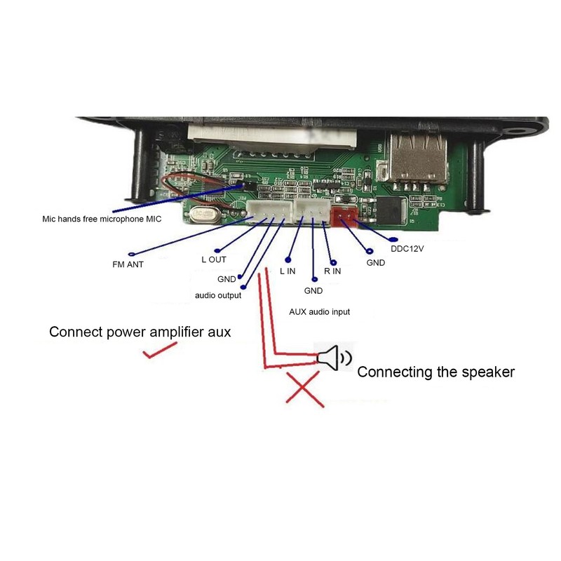 DC12V Bluetooth 5.0 Decoding Board Support SD Card USB FM