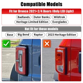 Tail Light Cover Compatible with 2021-2025 Ford Bronco Badlands, Outer Banks, Wildtrak, Heritage Limited Edition, Everglades 2/4 Doors(Only LED Light), Rear Lamp Guard Protector Exterior Accessories
