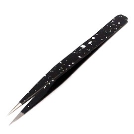 G.S Tweezers for Ingrown Hair - Stainless Steel Precision Sharp Tweezers for Splinters, Ticks and Glass Removal - Best for Eyebrow Hair, Facial Hair Removal - Steel Pointy (Black & White)