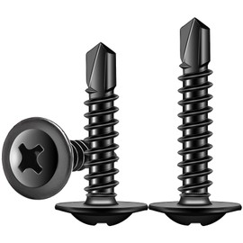 weideer 100pcs #8 Self Tapping Screws for matal,410 Stainless Steel Screws Assortment Kit,Black Oxide Truss Head Matal Screw (1/2" 50pcs+3/4" 50pcs)