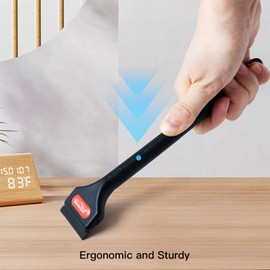 NEWISHTOOL 4 Pcs Long Handle Razor Blade Scraper with 100 PCS Plastic Blades and 100 PCS Metal Razor Blades, Sticker Remover Glue Residue Scraper Tool Long Reach Razor Scraper for Hard to Reach Corner