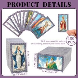Motiskyy 180 Pcs Catholic Mass Prayer Cards Assorted Holy Cards with Catholic Saints and Prayers Gifts for Women St Benedict, St Jude, Saint Christopher, Holy Family, Undoer of Knots, Divine Mercy
