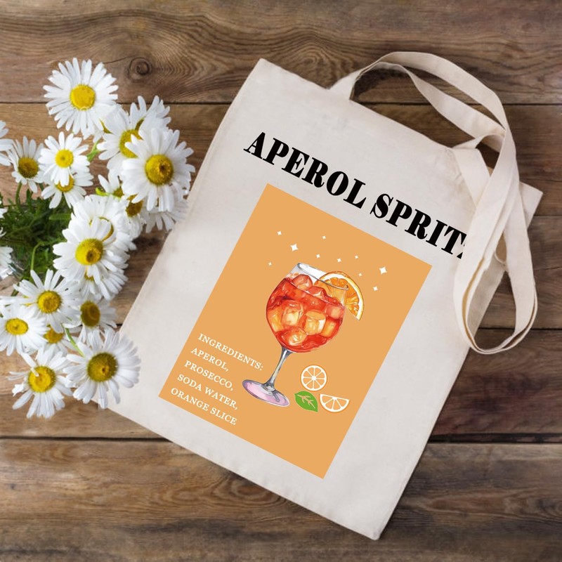 Spritz Tote Canvas Bag Apeol Spritz Ingredients Gift Cocktail Recipe