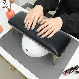 Nail Arm Rest Hand Cushion, Nail Cushion, Non-Slip PU Leather Hand Rest, Nail Design, Nail Armrest Cushion for Beauty Salons and Home Manicure, Black