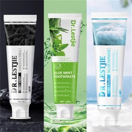 DR.LESTJIE - Activated Charcoal Aloe Cleaning Toothpaste Sea Salt Minty Breath Fresh Toothpaste Remove Stains Whitens Teeth Strengthens Tooth Enamal Kids Friendly SLS Free Non-Toxic 4.23oz-3Pack
