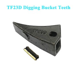 HYAT TF23D Digging Bucket Teeth + 23FP TF23P Flex Pins, 230TF JD Fang Style Backhoe Bucket Teeth Replacement for Bobcat John Deere 23 23TF 230 230SP, D51750 T230SP Tooth - 5 Pack