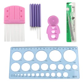 E-Outstanding Paper Quilling Tool 5 in 1 Different Size Quilling Slotted Tool, Ruler, Quilling Comb, Quilling Curling Coach and Tweezer for Art Craft DIY Handmade Tools
