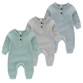 Newborn Baby Boys Romper Cotton Footless Pajamas Baby Grow Jumpsuit Sleep and Play, 6-9 Months